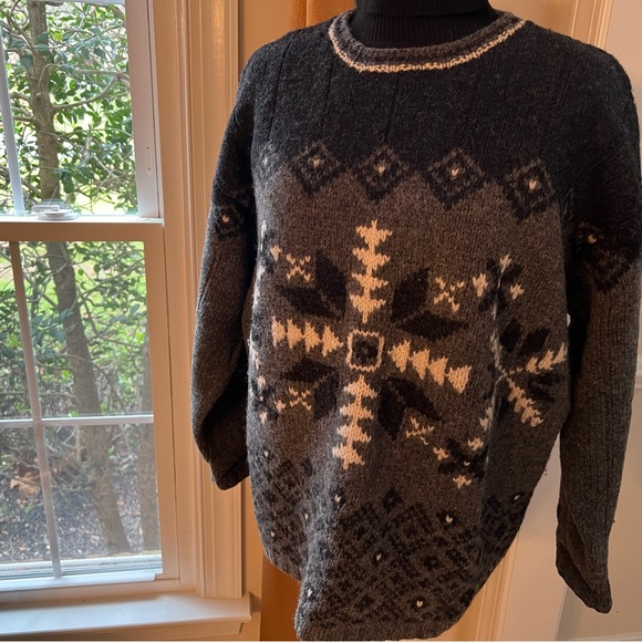 JEFFREY BANKS – 100% Wool Hand Knit (Menswear) Sweater as Women’s SKI Sweater - Picture 1 of 14